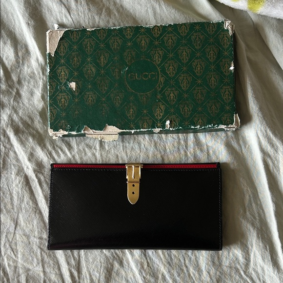 Gucci w hook leather long wallet black gold - Picture 5 of 5